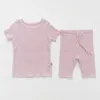 Spring Autumn Childrens Pajamas Set Long Sleeve Cotton Boys Home Wear Pure Color Girls Clothes Casual Sets ZYY898