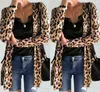 Kvinnors Leopard Print Open Front Jacket Cardigan Blazer Suit Tops Coat Ol Slim Casual Långärmad Blazer Feminino Blusa Outwear H1230