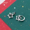 Boucles d'oreilles en forme d'étoile de zircon brillant véritable 100% 925 argent sterling anti-allergie pour femmes OL style bijoux fins 210707