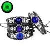 Luminous 12 Constellation Zodiac Barcelet Weave Multilayer Wrap Bracelets Wristband Cuff Buttons for Women Men Glass Cabochon Jewelry