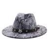 Autumn and Winter Men's Cowboy Hats Fedoras Caps Classical Sombrero Furry Headscarf Imitation Wool Cap Visor for Women Wide Brim