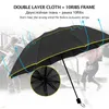 130CM Double Laye Parapluie Pluie Femmes 3Pliage Forte Coupe-Vent Grand Parapluie Hommes Qualité Revêtement Noir 10K Parapluies Portables 210401