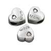 Love Mom Heart Alloy Big Hole Beads 11.5x11.5mm Tibetan Silver Dangle Fit European Charm Bracelet L1283 82pcs/lot