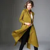 Cappotto alla moda Donna Autunno Inverno Colletto rovesciato Cintura a maniche lunghe spessa spessa Trench irregolare Elegante 210514