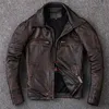 Men Cowhide Coat Men's Genuine Leather Jacket Vintage Style Man Leather Clothes Motorcycle Biker Jackets 211111