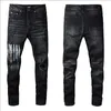 Мужские дизайнерские джинсы звезда высокие эластики огорчены разорванные стройные пригонки мотоцикл байкер джинсовые джинсовые для мужчин мода черные штаны # 030
