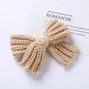 Малыш сплошной цвет вязание шерстяной шерстяной бантики Bangs Hairpin мода вязание крючком луки волос клип младенческие головные уборные украшения одежды