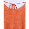 Vuwwyv Summer Dress Fashion Orange Print Långa Klänningar för Kvinnor Full Sleeve Back Open Evening Party Vestidos Slips 210430