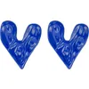 Klein Blue Creative Nieregularna miłość Srebrna igła Osobowość metalowe kolczyki Uszy biżuteria 9290132