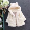 ファッション冬の赤ちゃん女の子服のフェイク毛皮のフリースコートのページェント暖かいジャケットクリスマススノースーツ1-8yフード付きアウター211204