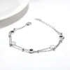 Dubbel gelaagde roestvrijstalen bedelarmband Elegante vrouwen Gift Armbanden Sieraden