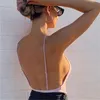 Women's Bright Silk Tank Tops Sexy Spaghetti Strap Backless Hollow Out Low Chest Vest Summer Spring Solid Fashion 210517
