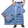 Skinny Jeans Homens Moda Masculino Negócio Estilo Denim Calça Casuais Luz Azul Vestido Vestido Pant Primavera Primavera Men's Summer Jeans 211104