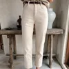 Loose Wszystkie Dopasuj Wysoką Talię Szerokie Spodnie Noga Workwear Solid Casual Plus Size Prosto Minimalistyczne spodnie 210421