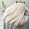 Szyfonowy plisowany plisowany długie spódnice kobiety lato wysokiej jakości vintage vintage biała talia biała spódnica słodka różowa damska biuro 210619