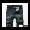 Kläder Apparel Drop Leverans 2021 Hål Korta Jeans Män Retro Denim Mens Cotton Shorts Sommar Bermuda Streetwear Pantalones Cortos Hombre D