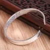 Tibetan prata esculpida o coração de Prajna Paramita Sutra Bangle para Homens Mulheres Om Mani Padme Hum Braceletbangle Jóias Q0719