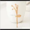 Clips & Barrettes Jewelry Drop Delivery 2021 1 Shape Tree Leaves With Bird On Branch Resin Diamond Hairpin Gold Or Sier Plated For Women Girl