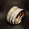 Quadrado Hotsale Cz Diamante Único Row Fileira Dupla Indicador Mulheres Anel Ring Stainls Aço Casal Casamento Anel