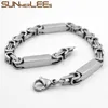 Cadena de eslabones SUNNERLEES Pulsera de acero inoxidable 316L 5 mm Geométrico Bizantino Color plata Pulido suave Hombres Mujeres SC211 B Trum22