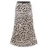 Leopard dot long skirt women high waist streetwear vintage midi skirt autumn winter elegant office lady maxi skirt 210415