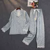 Lisacmvpnel婦人夏のツーピーススーツパジャマアイスシルクサテンの薄い外観プリントレースPajamas 211112