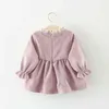 0-4Years Toddler Kid Baby Girls Höst Vinter Tutu Klänning Prinsessan Party Bröllop Bowknot Klänningar Långärmad Corduroy Dress G1129