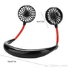 Portable USB Fan Rechargeable Neckband Lazy Neck Dual Cooling Mini sport 360 degree rotating hanging
