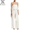 Women Jumpsuit Bandage Sleeveless Off Shoulder White Rompers Womens Plus Size Long Summer Fashion Sexy 210513