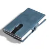 Men Zipper Card Holder Wallet 100% Genuine Leather Blocking Case Metal Up