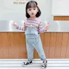 Autumn Denim Overalls for Children Toddler Girls Jeans Jumpsuit Spring Pickets Girls Pants Cowboy Baby Girl kläder 210412