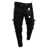 Jeans pour hommes 2021Fashion Black Jean Men Denim Skinny Biker Détruit Effiloché Slim Fit Poche Cargo Crayon Pantalon Plus La Taille S-3XL Mode