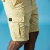 夏の貨物ショーツ男性100％カラースリムフィット男性の洗濯ビンテージショートファッション高品質のヒップホップ服190183 210714