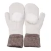 Five Fingers Gloves 2021 Fashion Spring Women Warm Knitted Wool Thicker Cashmere Mittens Ladies Cute Faux Hair Ball