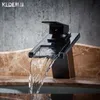 浴室のシンクの蛇口の洗面洗面洗面台の蛇口の滝冷たい水真鍮の黒のデザインタップハンドルRobinet Home HX50BF