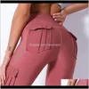 Abbigliamento donna Abbigliamento Drop Delivery 2021 Normov Casual Donna Tasche solide Patchwork Lunghezza caviglia Leggins in poliestere Fitness Vita alta Push