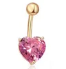 Gold Silver Color Women Shiny Heart Crystal Zirconal Body piercing Belly Jewelry Bars Navel Rings Body Piercing Fashion Accessories