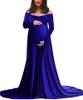 Sukienki swobodne elegancka ciążowa ciąża Pleuche Pleuche Pography długa sukienka Maxi suknia Kobiety w ciąży po shoot 219W