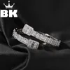 Le bling roi CZ personnalisé ouvert carré zircon baguette de zircone glacé sur le bracelet réglable pour hommes de luxe
