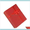 Jewelry & Display Jewelryjewelry Pouches Bags 9X7X3Cm Square Paper Gift Box Present Case For Ring Bracelet Necklace Blue Pink Red Packaging