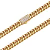 6/8/10/12/14mm Mannen Vrouwen Miami Cubaanse Schakelketting Armband Curb Choker Kettingen Sieraden CNC Kubieke Zirconia Box Sluiting 316L Roestvrij Staal 18K Verguld 18"-30"