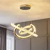 Modern LED cristal ouro aço inoxidável ouro / prata 3 anel redondo led chandelier nórdico arte de luxo pendurado lâmpada de pingente de restaurante