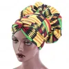 Afrikansk stil Balaclava Stor storlek Turban Cap for Women Satin Linded Bonnet Long Ribbon Beanie Caps Headwrap Double Layer Headscarf