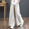 Spring Summer Women Pants Plus Size High Waist Loose Solid Cotton Linen Wide Leg Female Casual Trousers Big D50 210512