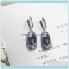Kolczyki Biżuteria Naszyjnik AJOJEWEL Blue Crystal Biżuteria Zestaw Kobiety Vintage Ring Sets Hurtownie Piękne Prezenty Kostiumowe Drop