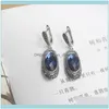 Boucles d'oreilles Bijouxboucles d'oreilles Collier Ajojewel Bleu Cristal Ensemble de Bijoux Femmes Vintage Bague Ensembles En Gros Beau Costume Cadeaux Drop Livrer