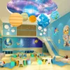 Planet Pendelleuchten Mond Sonne Modell Restaurant Schlafzimmer Foyer Dekoration Droplight Couture Kinderzimmer Harz 3D-Druckmuster Lampen