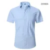 Alta Qualidade Não-engomar Homens Vestido Camisa Verão Manga Curta Sólida Roupas Masculinas Regular Fit Business Camisas Branco Azul 8xl 210628