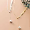 Kamira 925 Sterling Silver Elegant Romantiskt Leaf Pearl Bead Pendant Chain Halsband för kvinnor Clavicle Luxury Bröllop Smycken