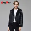 Autumn Pu Faux Leather Jacket Women Turn-down Collar Zipper Slim Short Biker Jackets Coat Female Streetwear Outwear Tops 210428